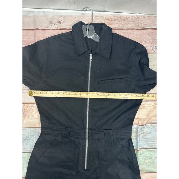Steve Madden Womens Size M Black Denim Jumpsuit Long Sleeve Zip Front New - Picture 13 of 14